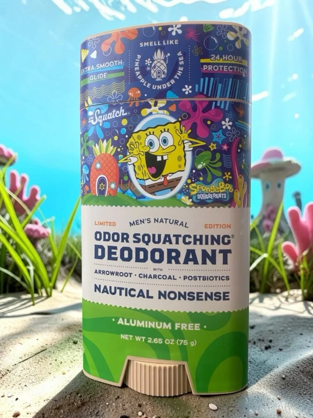 Dr. Squatch Men's Natural Deodorant Ltd Ed Spongebob Nautical Nonsense 2.65oz